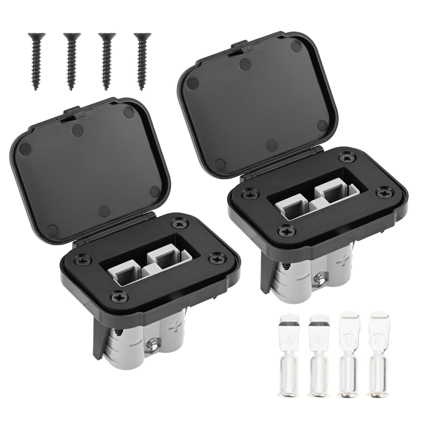 Bowarepro 2pcs Plug Mounting Panel, 50A Plug Panel Base with Dust Cover for Anderson SB50 Series Connectors Flush Mount Recessed Plate