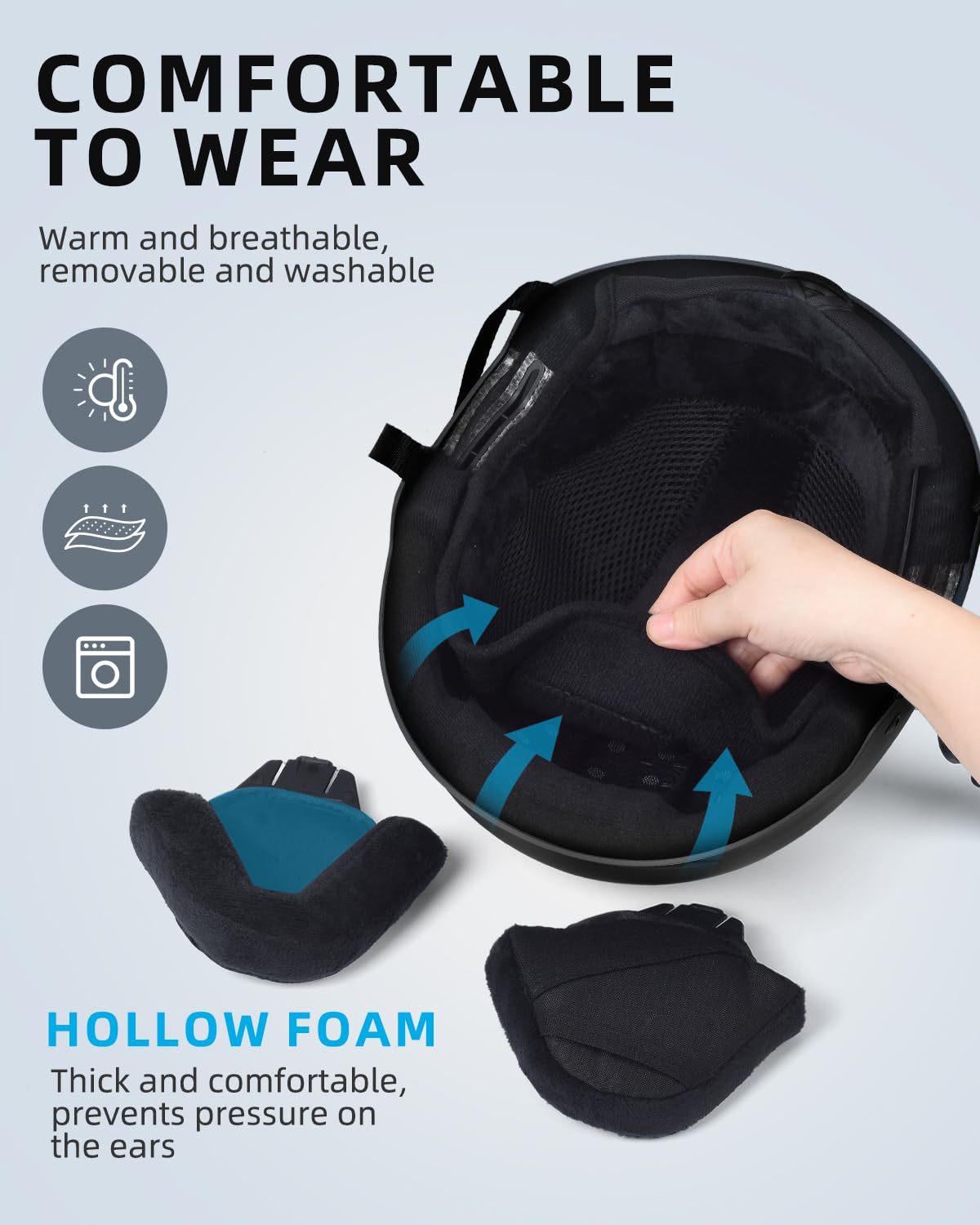 JetBlaze Skihelm Herren Damen Unisex Ski Helm Schneesporthelm mit Belüftungsöffnungen ABS Schale EPS Kern für Skifahren Snowboard Schneehelm für Erwachsene Jugend Schwarz Size M 6