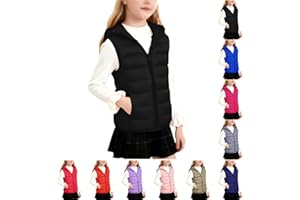 Blczomt Girls Puffer Vest Hooded Warm Travel Zip Up Sleeveless Winter Jacket Lightweight Padded Vests Cozy Fall Coats Clothes