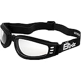 Birdz Eyewear Cardinal Padded Floating Motorcycle Goggles Black Folding Frame with Clear Lenses
