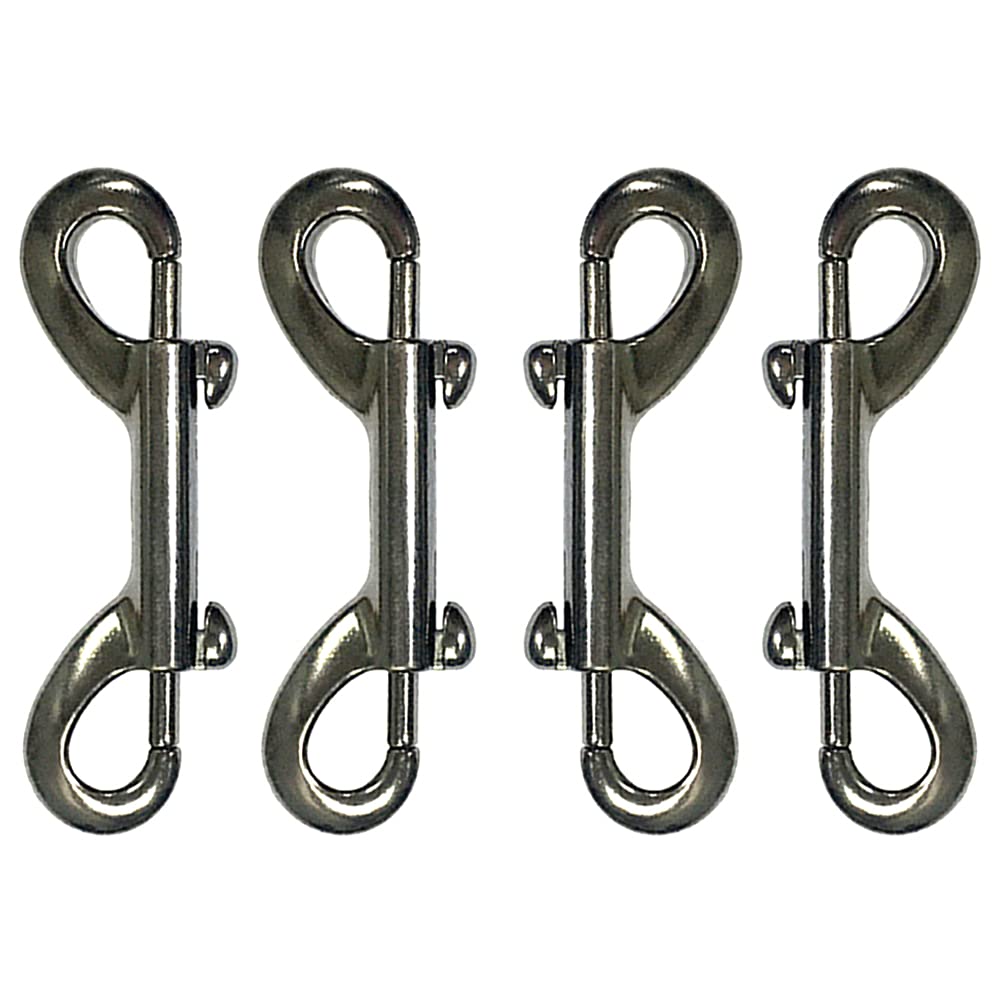 Xihuimay Pack of 4 Double Ended Bolt Snap Hook 3.5" Zinc Alloy Spring Hook Nickel Plated Metal Clips Trigger Chain Clips Multipurpose Hardware Buckle for Horse Tack Dog Leash Garage Use, Black