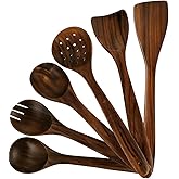 CLOTHIK Wooden Spoons & Spatulas Set – 6 Piece Durable Indian Rosewood Cooking Kitchen Utensil for Nonstick Cookware, Heat-Resistant & Eco-Friendly