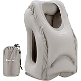 Inflatable Travel Pillow, Homecube Portable Travel Pillows for Airplanes Patented Air Nozzle Fastest Inflating Nap Pillow Support Head, Neck and Chin, Soft PVC Flocking (Grey)