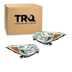 TRQ 2 Piece Headlight Assembly Set Chrome Bezel