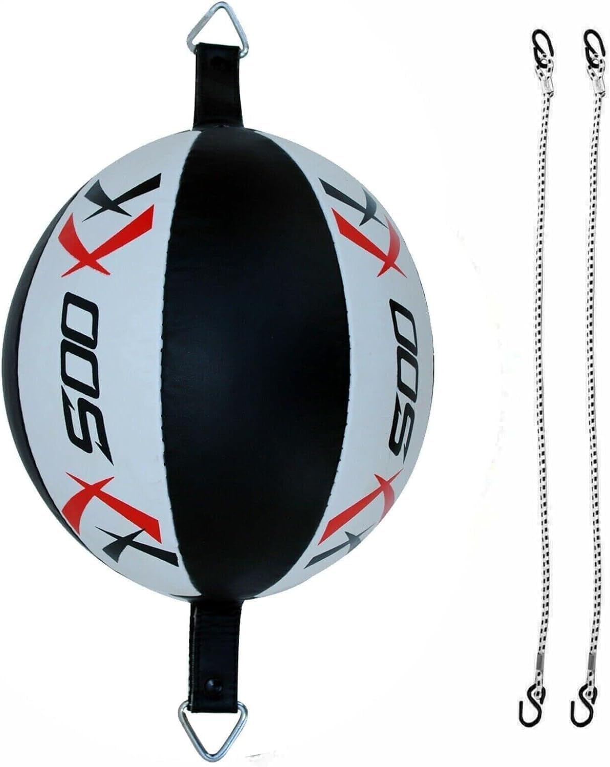 Speed Punching Bag Double-End Bag Leather Hanging Boxing Speed Ball MMA Training Inflatable Speedball Reflex Ball for Boxing MMA Muay Thai Fitness Fighting & Sport Training (White)