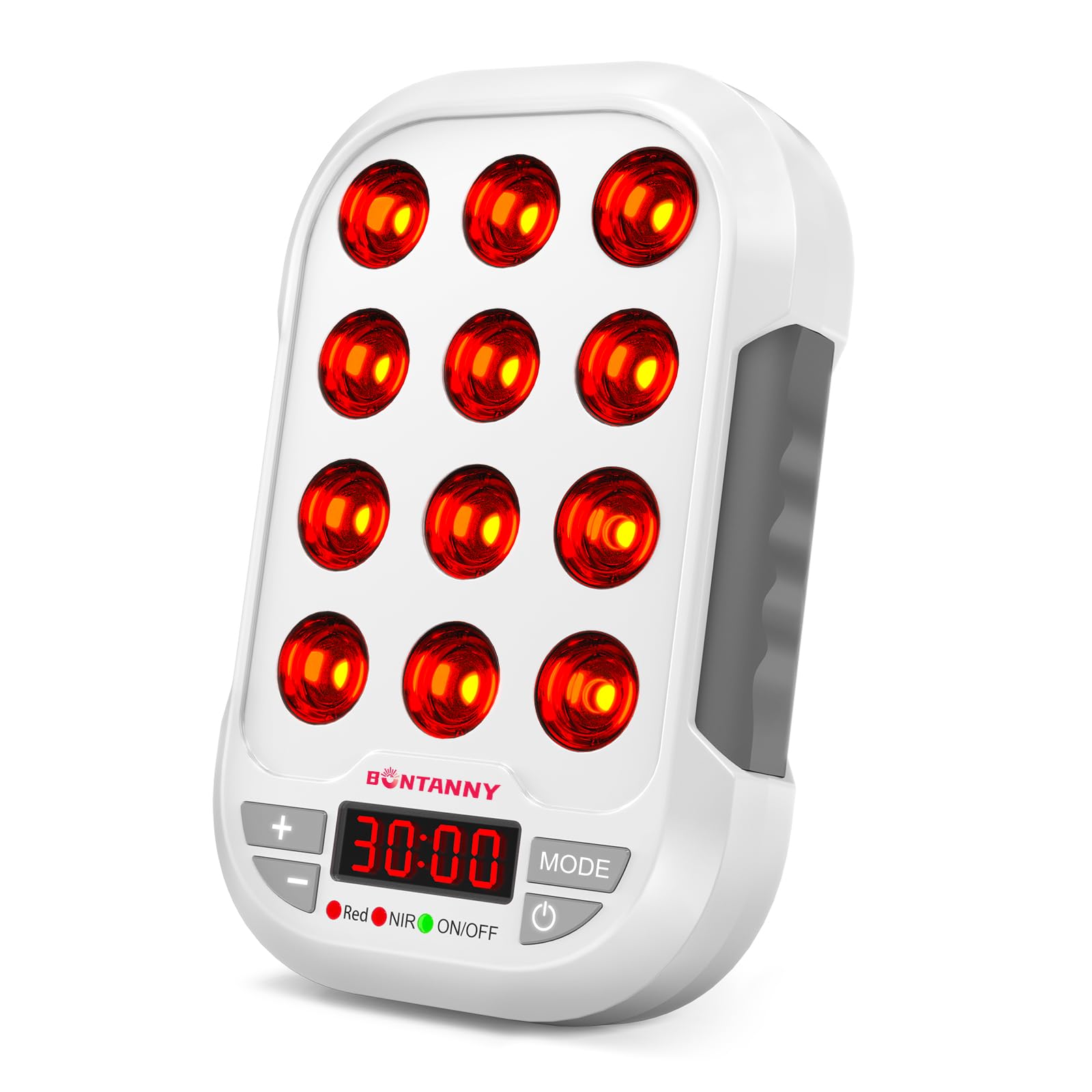 Photo 1 of BONTANNY Portable Red Light Therapy, 660/850/1060nm 3 Wavelengths Mini Handheld Red Near Infrared Light Device, 12 Triple Chip Clinical Grade LEDs, Rechargeable, Travel Case, Timer, for Body, BO-60