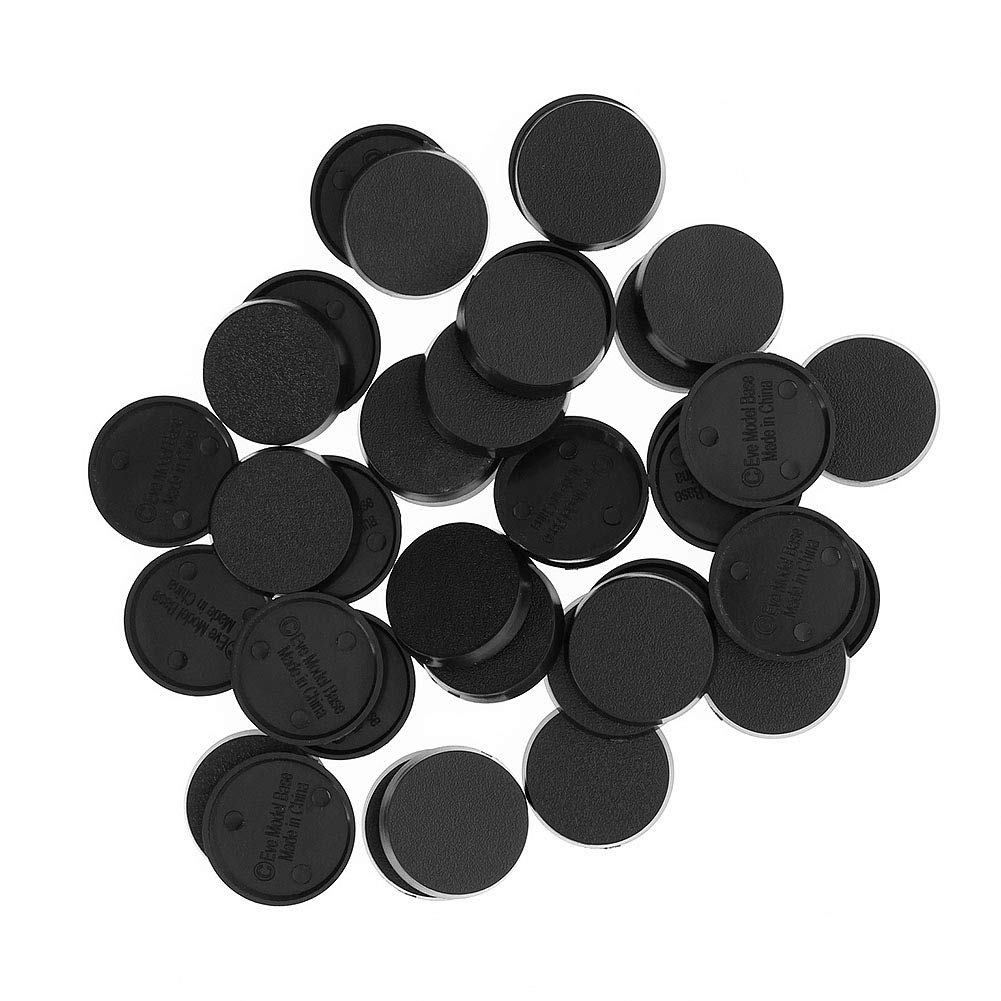 Evemodel 20pcs 25mm Round Plastic Model Bases for Wargames Table Games