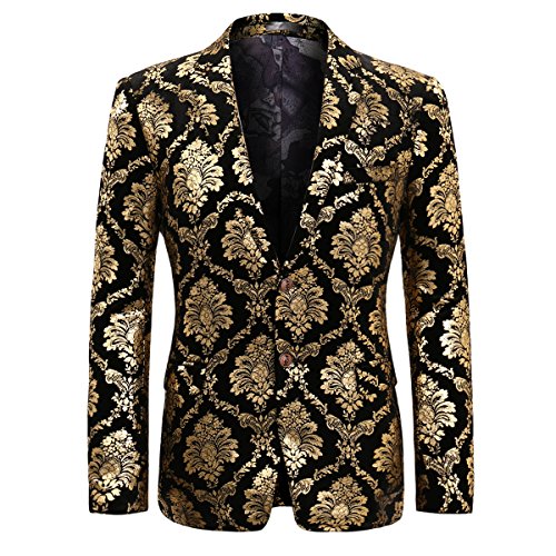 Boyland Men s Dress Suit Jacket Luxury Jacquard Notched Lapel Floral Blazer Formal Dress Prom