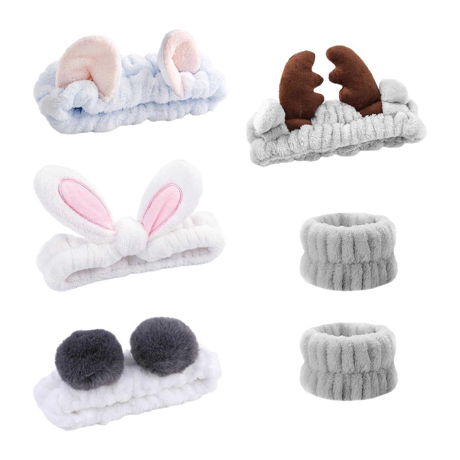4-Piece Women's Headband Set - Cute Cartoon Hairbands, Soft, Absorbent, Suitable for Face Washing, Makeup, Facial Care and Bathing