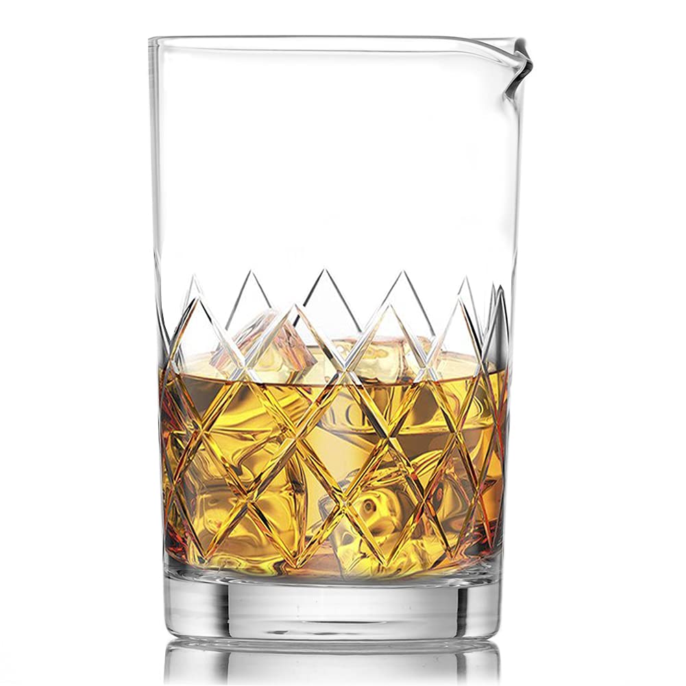 FLOW Barware 700ml Cocktail Mixing Glass | Crystal Mixing Glass with Non-drip Spout & Weighted Base | Seamless Mixer Jug, Stirring Glasses for Negronis & Cocktails
