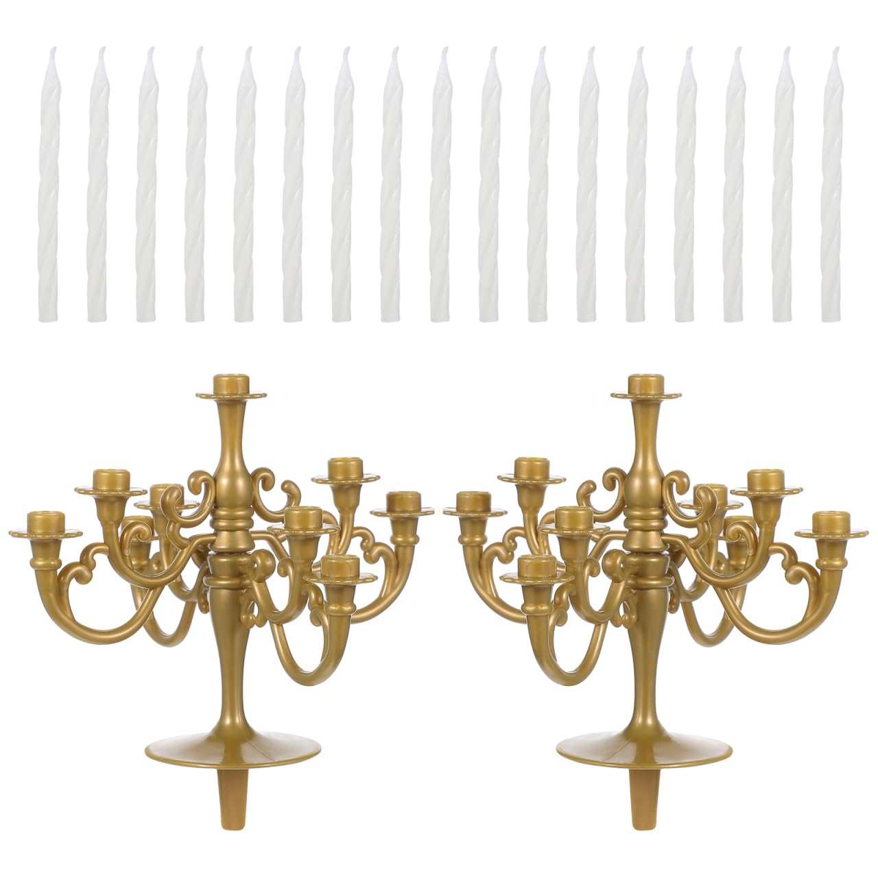 Holibanna 2Pcs Candlestick Cake Toppers Creative Party Decorations for Wedding Birthday Festival Reusable Cake Picks Gold Theme