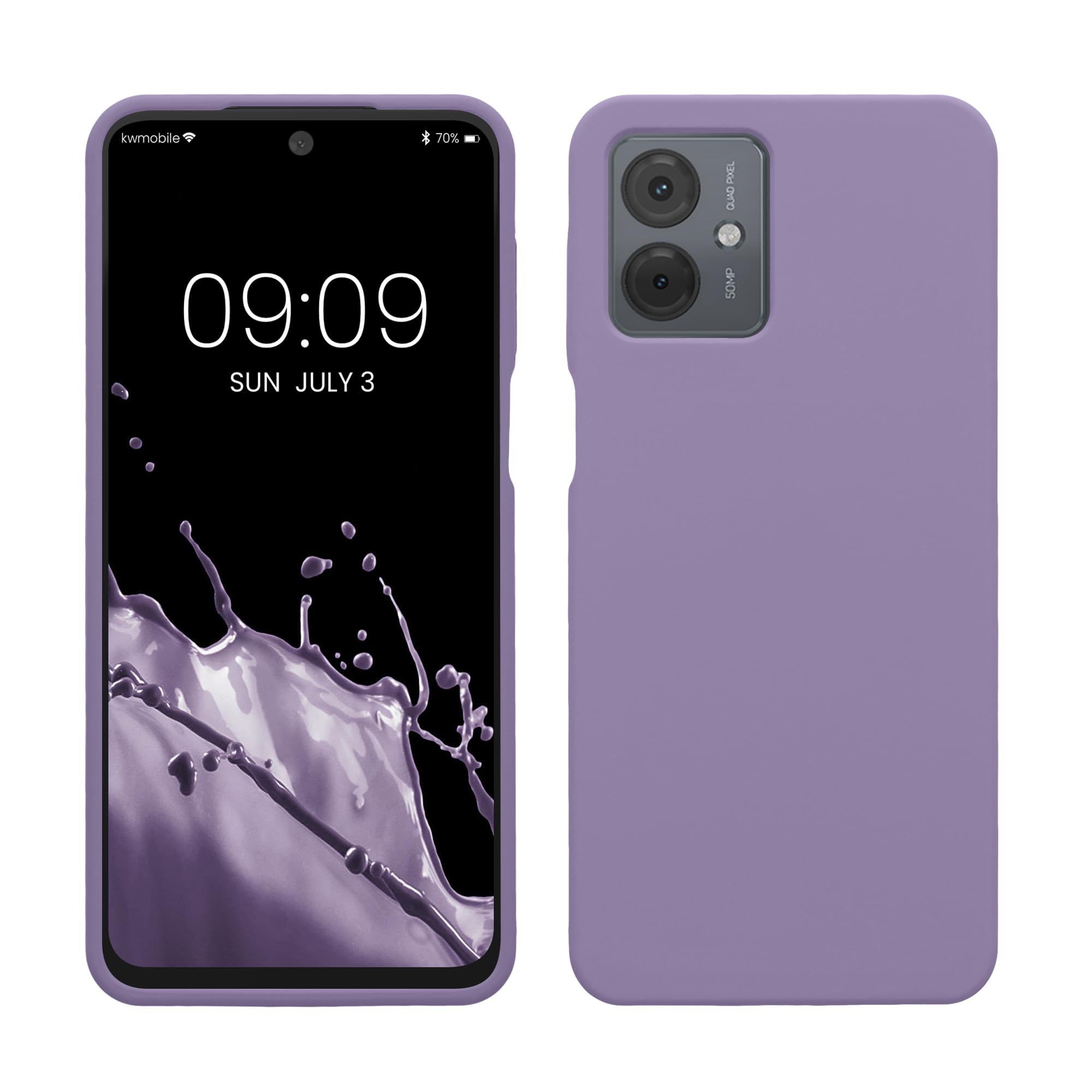 kwmobile Case for Motorola Moto G14 Case - Soft Cover - Shockproof Silicone - Wireless Charging Violet Purple