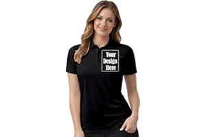 ENCIGER Womens Custom Polo T-Shirt Personalized Print Name Logo Photo Regular Fit Collar Tshirt for Office Casual Daily Wear