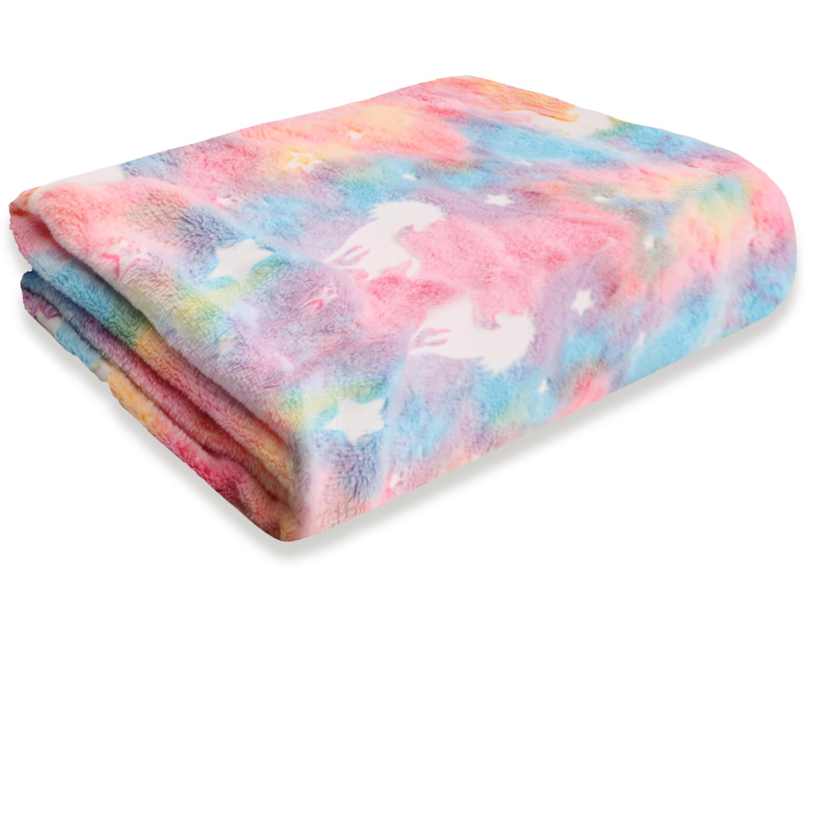 Suchoow Soft Blanket for Girls Luminous Travel Blanket Glow in the Dark All Seasons Rainbow Blanket for Kids 78.7" x 59"(200x150cm) Toddler Blanket Throws for Chairs Sofa
