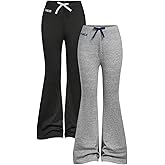 RoseSeek 2 Pack Girl's Letter Graphic Flare Leggings Bowknot Elastic Waist Bell Bottom Pants Soft Yoga Pants