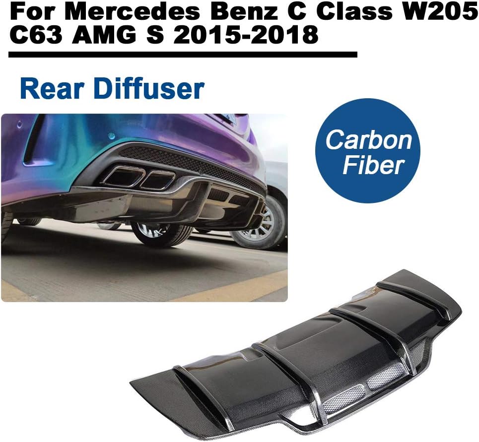 TGFOF Rear Diffuser Fit C Class W205 C63 AMG S 2015-2018 Carbon Bumper Diffuser Lower Spoiler Lip