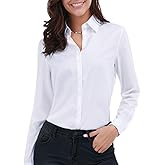 Gemolly Women's Basic Button Down Shirts Long Sleeve Plus Size Simple Stretch Formal Casual Shirt Blouse