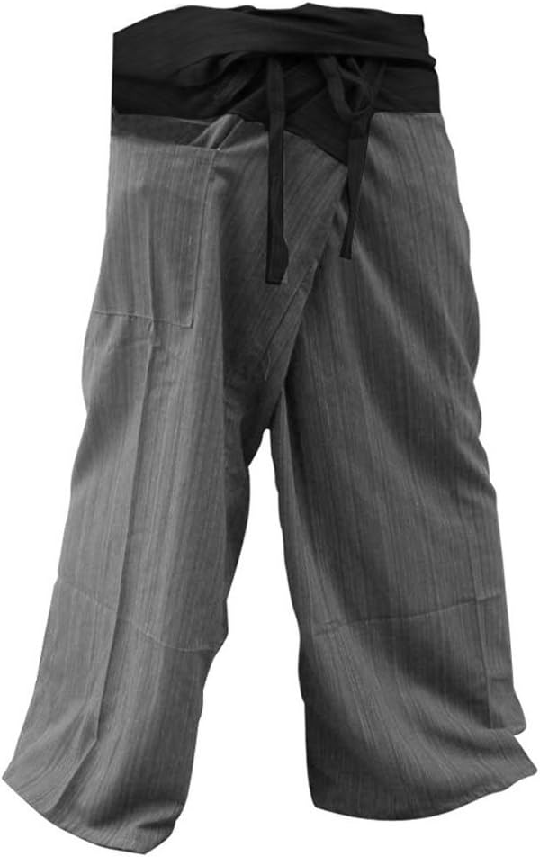LovelyThaiMart 2 Tone Thai Fisherman Pants Yoga Trousers Free Size Cotton