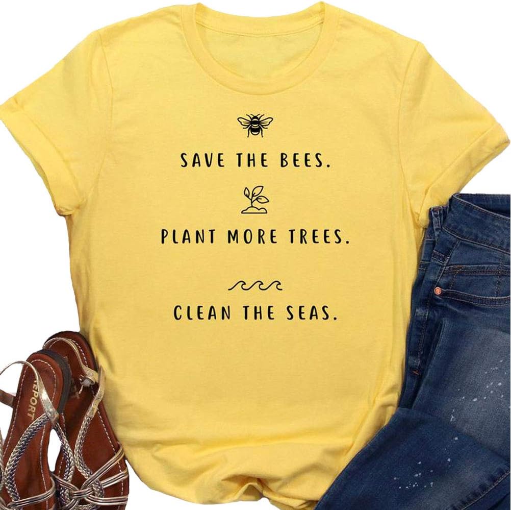 YourTops Women Save The Bees Plant More Trees Clean The Seas T-Shirt & Blouse