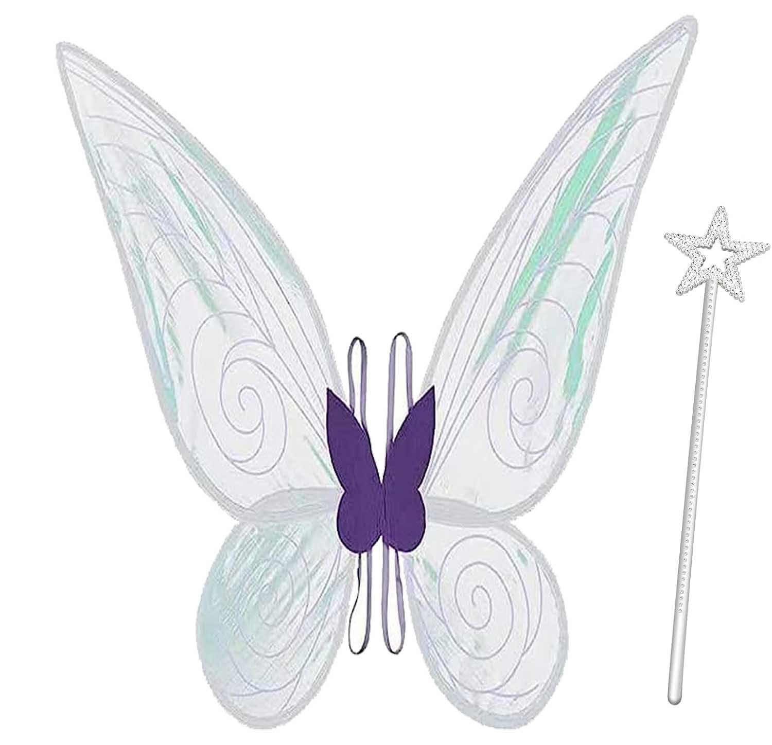 Fairy Wings for Girls Women Halloween Dress Up White Sparkle Angel Butterfly Wings Fairy Costume Halloween Cosplay Party Favor (Purple)
