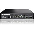 6-Port 2.5G Ethernet Switch Unmanaged | 4x2.5G RJ45 + 2x10G SFP | 60G Bandwidth | Plug & Play for NAS, Gaming PC, 4K Video, WiFi 6/7 Routers/ 2.5G Server | Multi-Gigabit Metal Desktop Hub