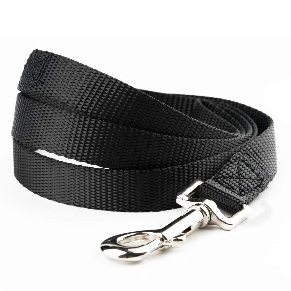 YUDOTE Basic Nylon Dog Leads Soft Strong Leash for Daily Walk with Medium to Large Breeds, 2.5cm Wide 120cm Long, Black