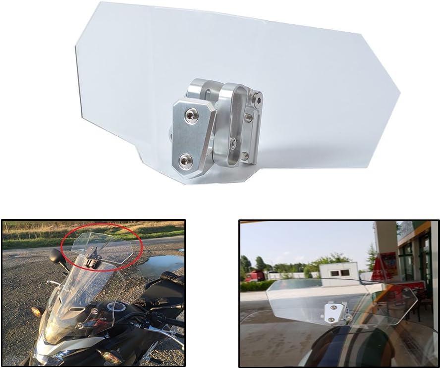 Adjustable Clip On Transparent Windscreen Windshield Extension Spoiler Wind Deflector Adjustable Lockable For Motorcycle