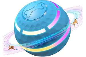 Apasiri Interactive Dog Toys: Automatic Moving Dog Balls with LED Lights, Puppy Toy to Keep Them Busy, Duraspin Dog Ball for Small,Medium,Large Dogs, Dog Toys for Aggressive Chewers,Rechargeable(Blue)