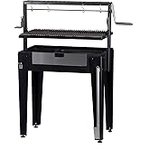 GW Store - Charcoal Grill Maiten - Freestanding Santa Maria Barbecue, Adjustable Height, Detachable Front Cover, 22 lbs Capac