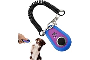 Dog Clickers, Double-Color Pet Clicker Trainer for Dogs, Animals Behavior Support with Wrist Strap, Oval Shape Design for Sma