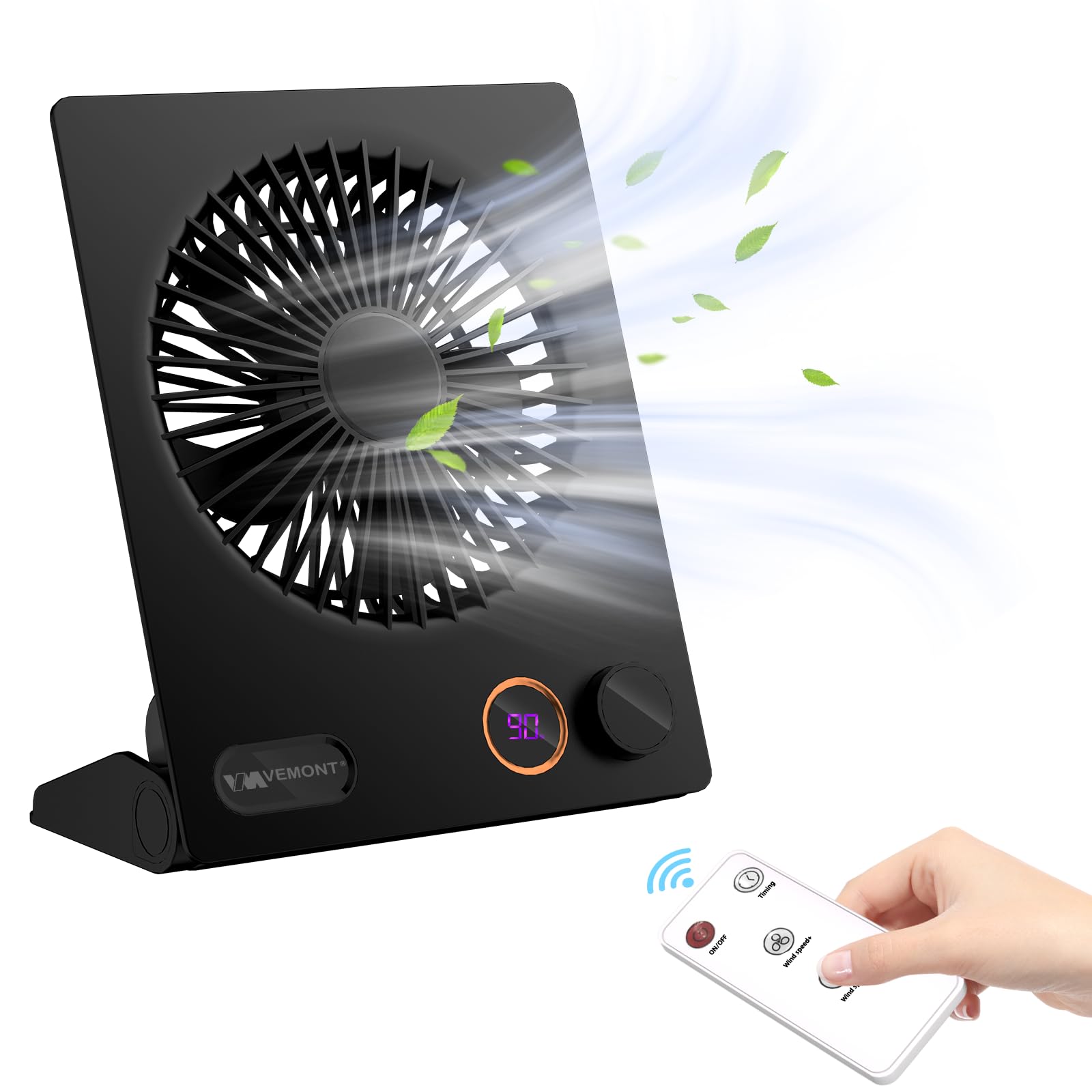 Photo 1 of Small Desk Fan,VEMONT USB Table Fan,5000mAh Rechargeable Battery Fan,180°Tilt Folding Personal Portable Fan with Remote Control,Stepless Speed Strong Wind, Silent Hanging Fans for Home Office Desktop