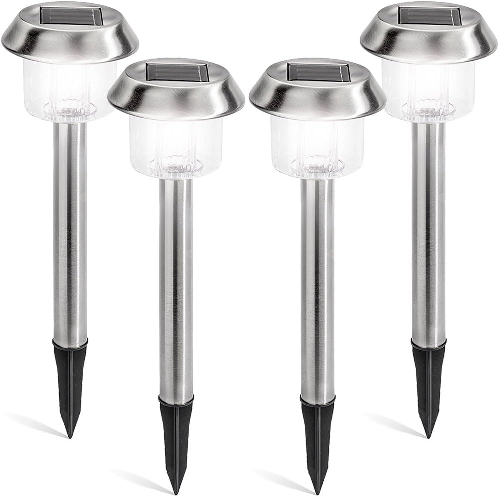 SOLVAO Solar Pathway Lights - Outdoor LED Garden Lamps for Path, Yard, Walkway, Landscape & Lawn - Holiday Accent Lighting for Exterior Areas w/Waterproof Decorative Stake Lights (4 Pack)