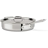All-Clad 4403 Stainless Steel Tri-Ply Bonded Dishwasher Safe 3-Quart Saute Pan with Lid, Silver