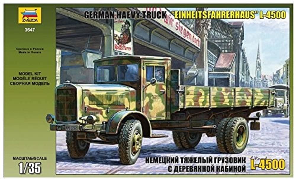 Zvezda 500783647 500783647-1:35 WWII Dt.Trans.LKW L4500S Unit Kit Plastic Model Kit Assembly Kit for Beginners Detailed Camouflage