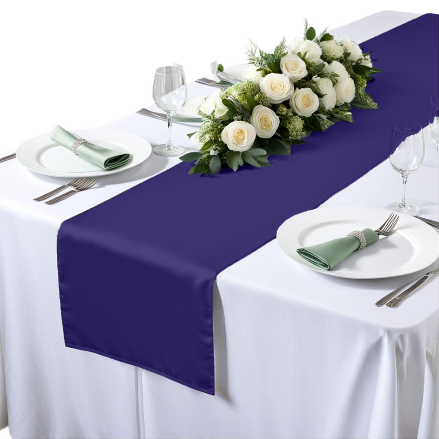 Elegant Event Essentials - Polyester Table Runner - For Spring Party, Wedding, Reception, Banquet, Home Dining Space Christmas Decoration (Purple, 12 Inch X 108 Inch)