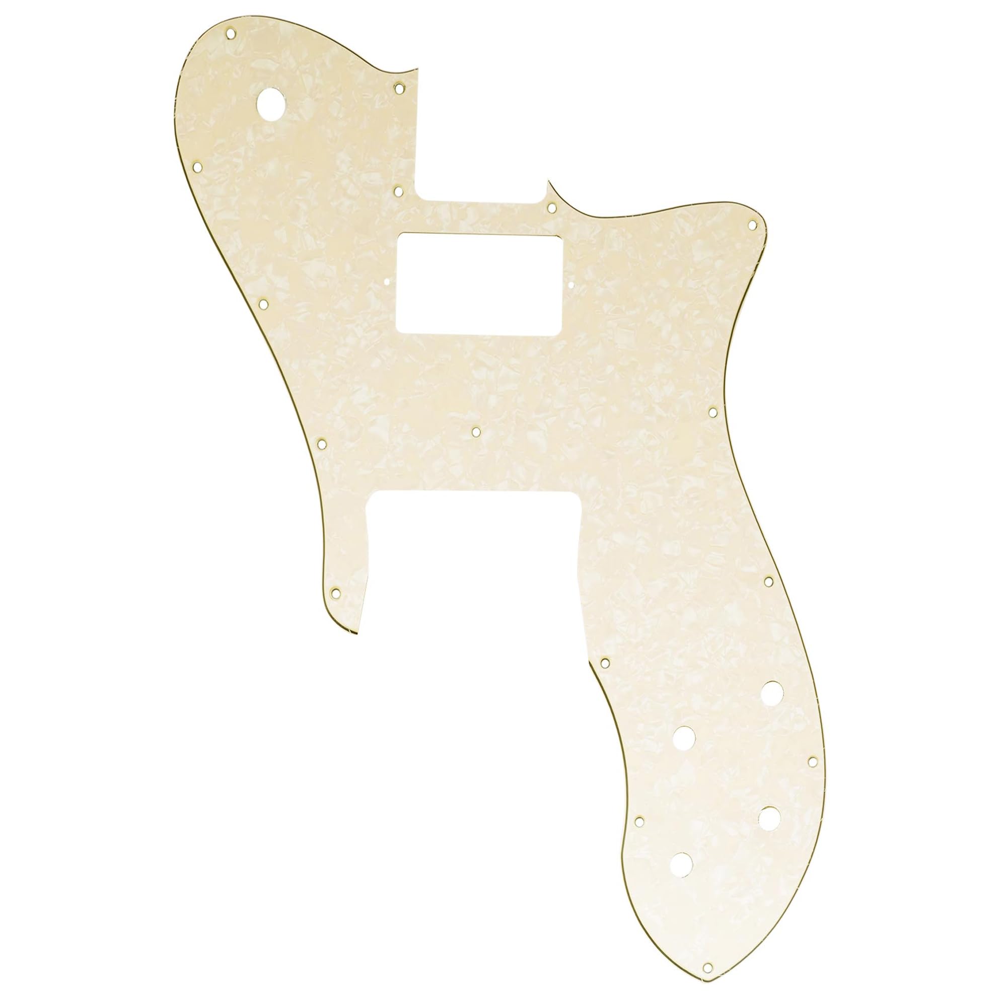 Musiclily Pro 16 Holes Single H Guitar Pickguard For USA/Mexico Fender 72 Tele Custom Style Electric Guitar, 4Ply Aged White Pearl