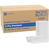 Pacific Blue Select by Georgia-Pacific PRO Multifold Premium 2-Ply Paper Towels, White, 3.2&rdquo; Folded Width, 125 Towels Per Pack, 16 Packs Per Case, 21000