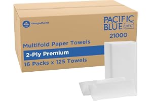 Pacific Blue Select by Georgia-Pacific PRO Multifold Premium 2-Ply Paper Towels, White, 3.2” Folded Width, 125 Towels Per Pack, 16 Packs Per Case, 21000 | 2-Ply Multi-Fold