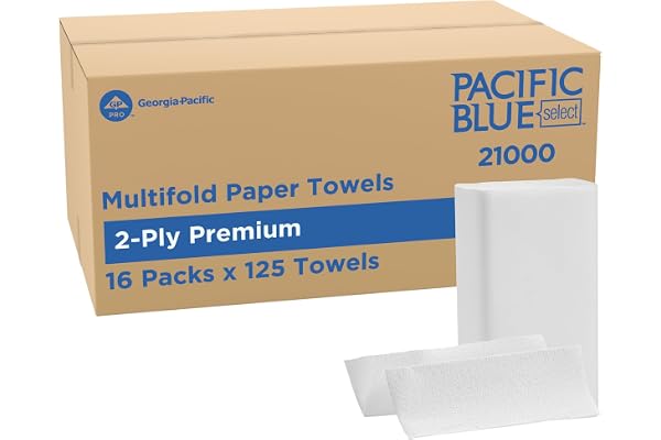 Pacific Blue Select by Georgia-Pacific PRO Multifold Premium 2-Ply Paper Towels, White, 3.2” Folded Width, 125 Towels Per Pac
