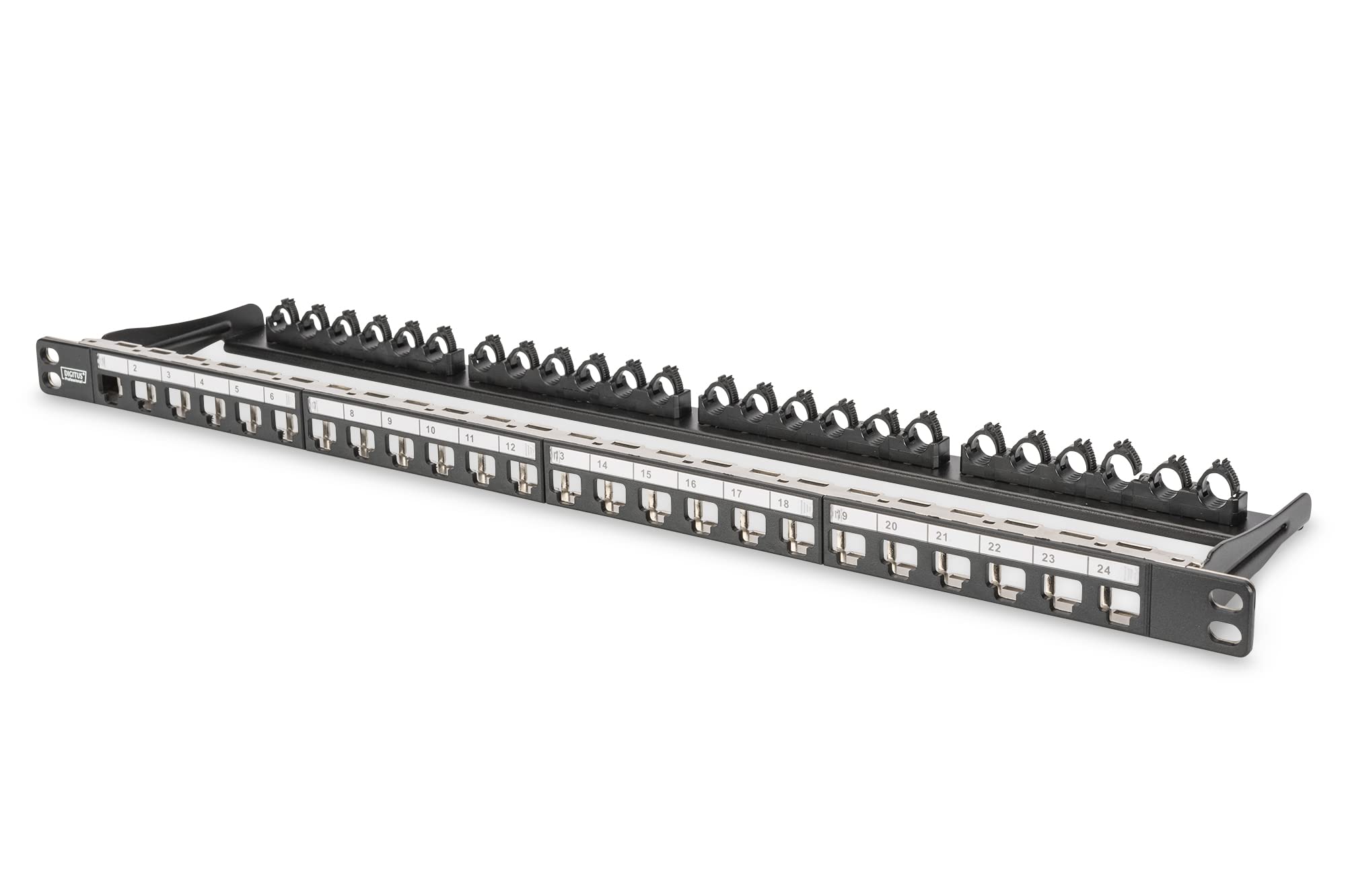 Digitus Patch Panel - Modular - For Keystone Modules - 19-inch - 24-port - Shielded - Rack Mount 0.5U - Black — image 1