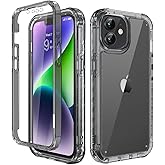 Lifedance New for iPhone 12/12 Pro Case, Full-Body Rugged Protective Case with Built-in Screen Protector, 10 FT Military Grade Drop Protection Heavy Duty Shockproof Phone Case, Clear Black