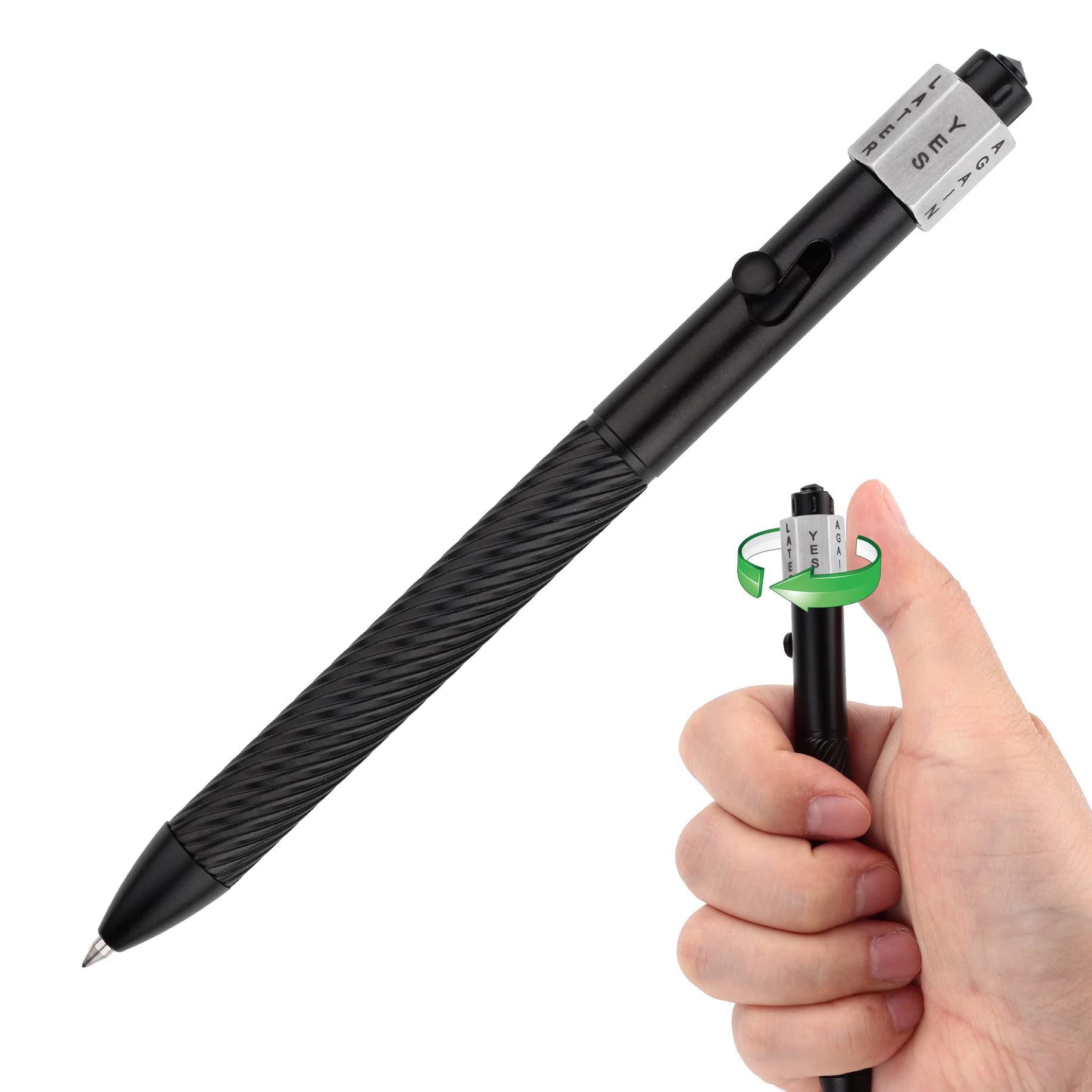 Photo 1 of SMOOTHERPRO Fidget Spining Bolt Action Pen, Retractable Ballpoint Pen with Decision Maker, Compatible with Pilot G2 Refill, 0.5mm Black Ink EDC Pen for Office School Valentines Easter Gift, Black
