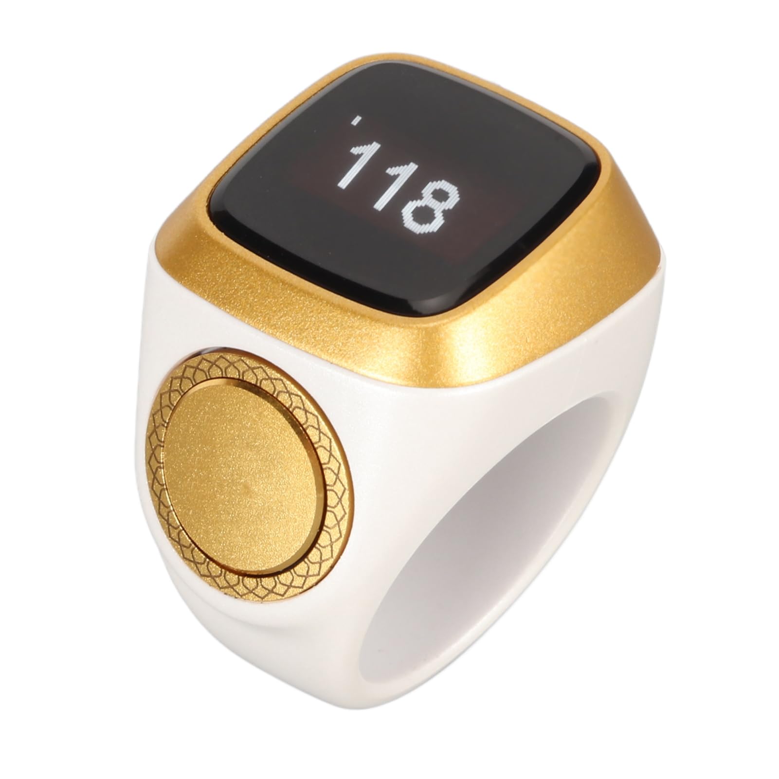 Rechargeable Finger Counter, Digital Muslim Prayer Counter Ring, LCD Digital Electronic Tasbeeh Counter with Vibration Reminder, Islamic Finger Counter (White)