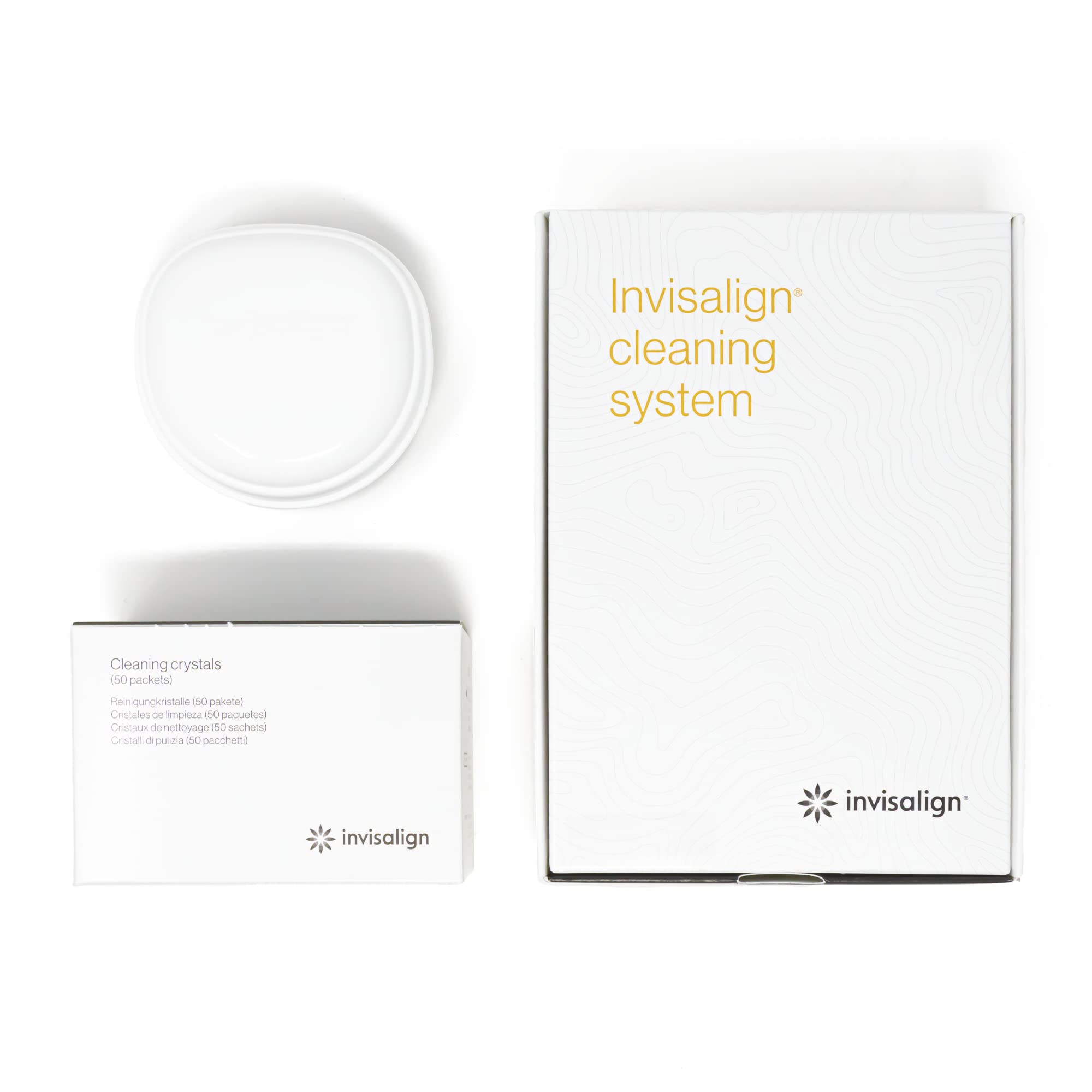 INVISALIGN Cleaning Crystals for Clear Aligners and Retainers with Tub, (50 Packets)