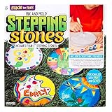 Made By Me Mix & Mold Your Own Stepping Stones by Horizon Group USA, DIY Craft Kit, Decorative Gemstones, 6 Paint Pots, Paint Brush, Gloves & Sticker Sheet Included, Multicolored