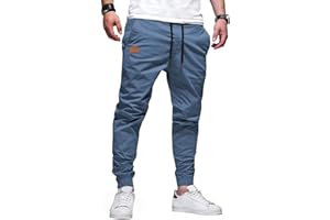 JMIERR Mens Casual Joggers Pants - Cotton Drawstring Chino Cargo Pants Hiking Outdoor Twill Track Jogging Sweatpants Pants
