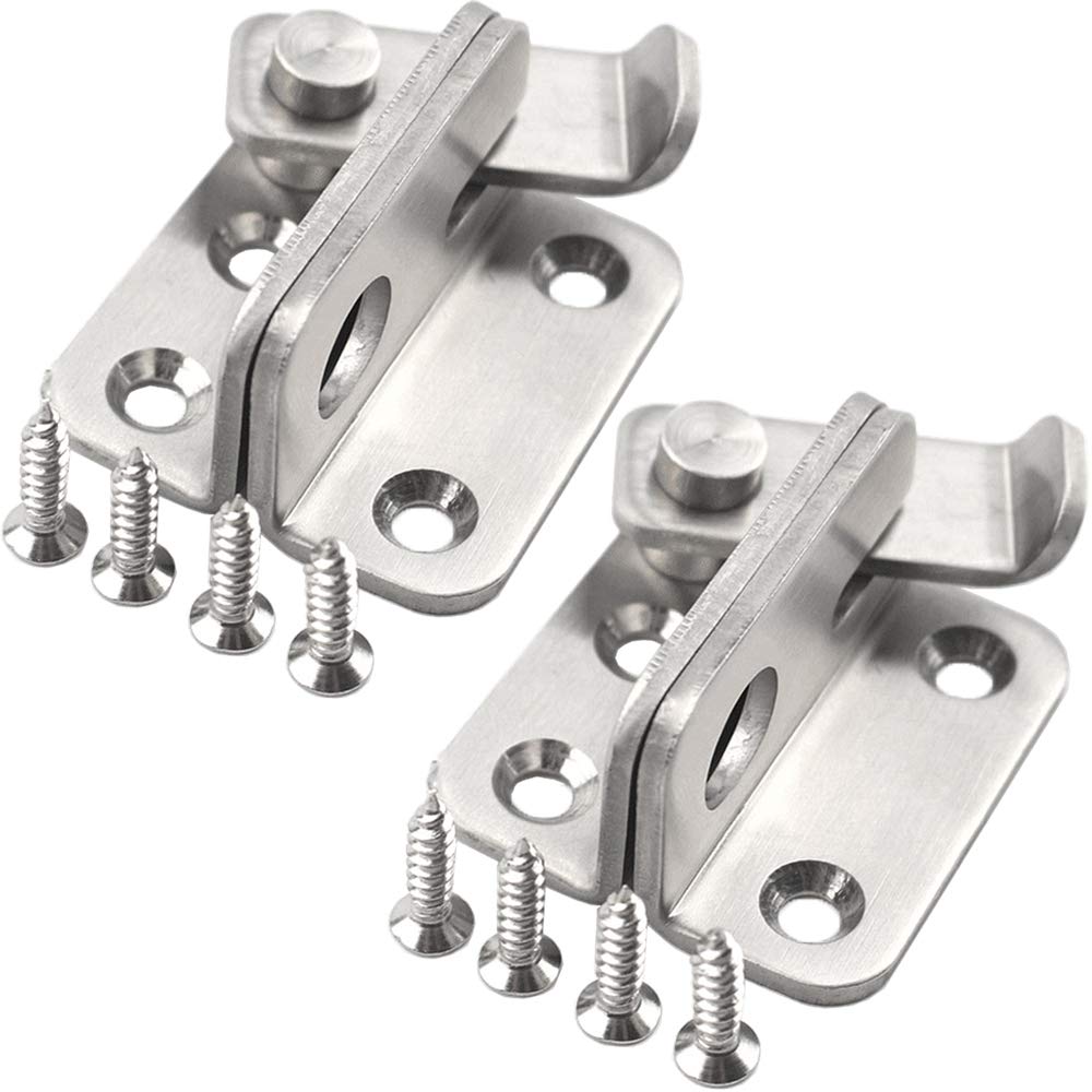 YUOIP® 1.8" Hasp Latch Gate Bolt Lock Door Bolt Stainless Steel Padlock Left Open Door Latch (2 Pack)