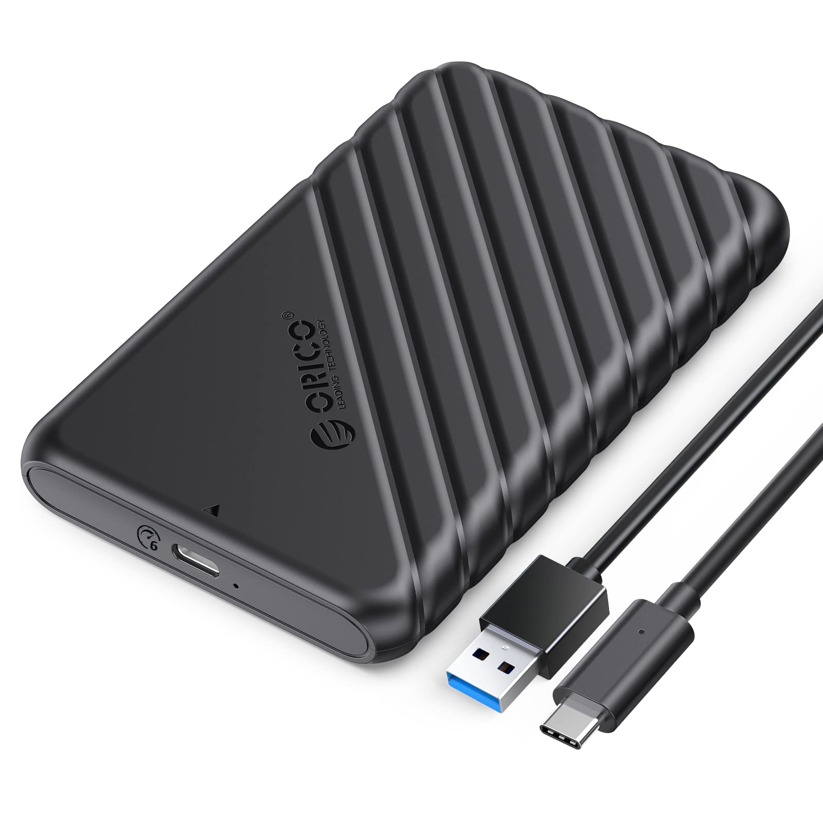 ORICO 2.5 inch USB C Hard Drive Enclosure USB 3.1 Gen 1 to SATA III External Hard Drive Case for SSD HDD 9.5 7mm Tool-free with UASP, Black (25PW1-C3)
