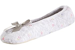 isotoner Women's Embroidered Terry Ballerina Slippers