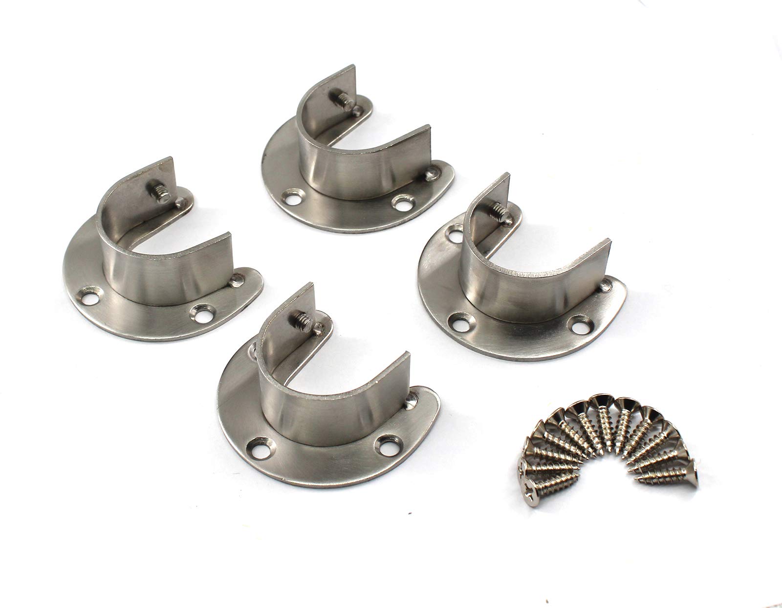 Annakideya 304 stainless steel heavy duty wardrobe rod bracket closet shelf support flange rod holder rod end support D22 Pack of 4